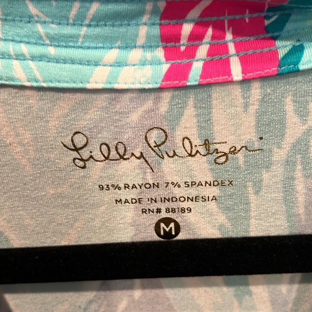 Lilly Putlizer Jersey Tunic Rainbow Feathers Small Colorful Casual Comfy Preppy - Picture 3 of 6